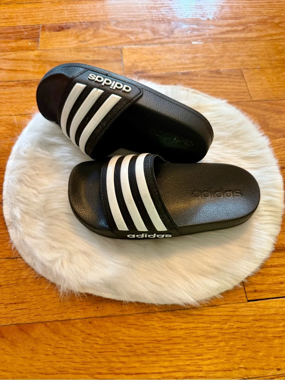 Adidas Adilette Black White Slides Toddler Boys Size 10